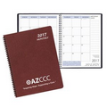 Monthly Desk Wire Bound Appointment Calendar/Planner w/ Leatherette Cover